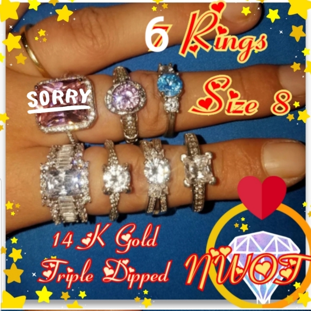 6 rings, Size 8. NWOT